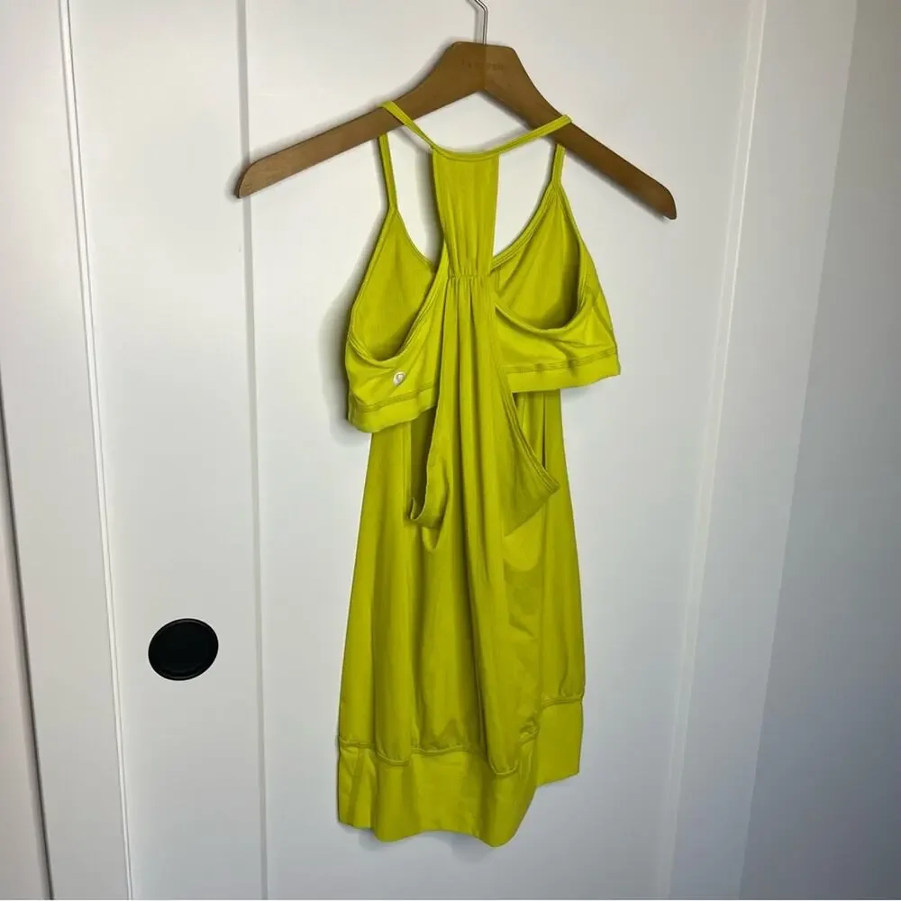Lululemon No Limits Neon Green 2 In 1 Bra Tank Top Size 4